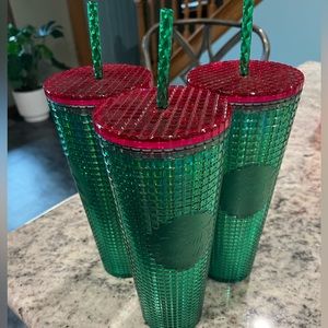 Starbucks 2023 holiday green and pink cup sparkle new with tags